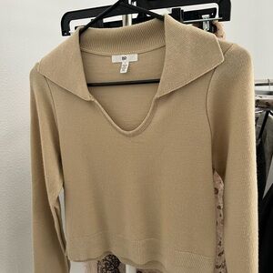 BP Beige Ribbed Knit Top